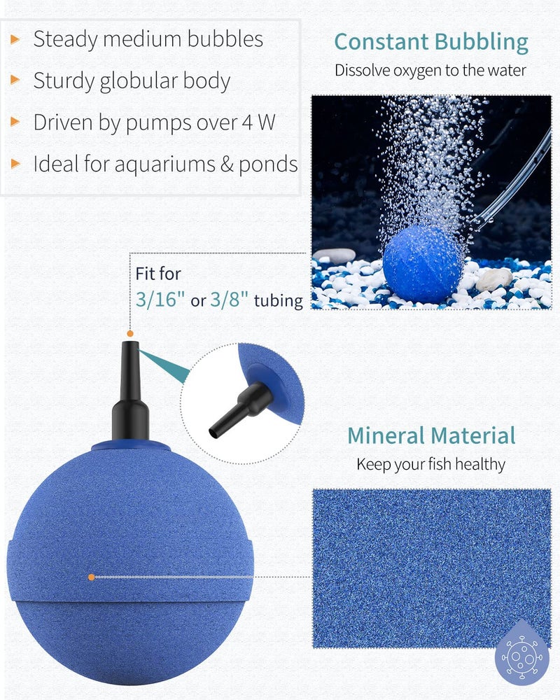 Pawfly Aquarium Air Stone Bubbler 2 Inch, Oxygen Diffuser Airstone for Air Pump Fish Tank Bucket Pond and DWC Reservoir, 4 Pack - Image 2